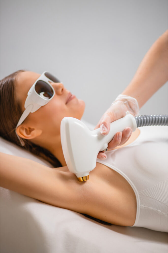 skin care concept. woman get laser epilation procedure