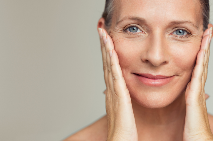 Happy mature woman aging process RF Microneedling In New Jersey | Geria Dermatology